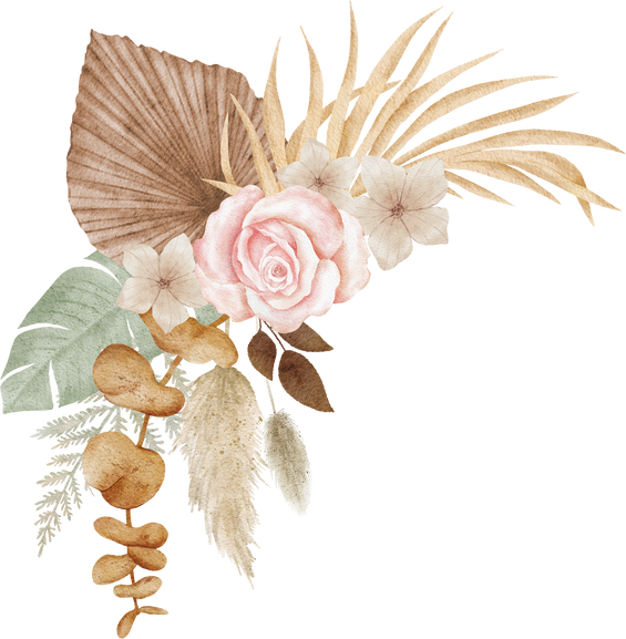 Watercolor boho tropical dried flower bouquet